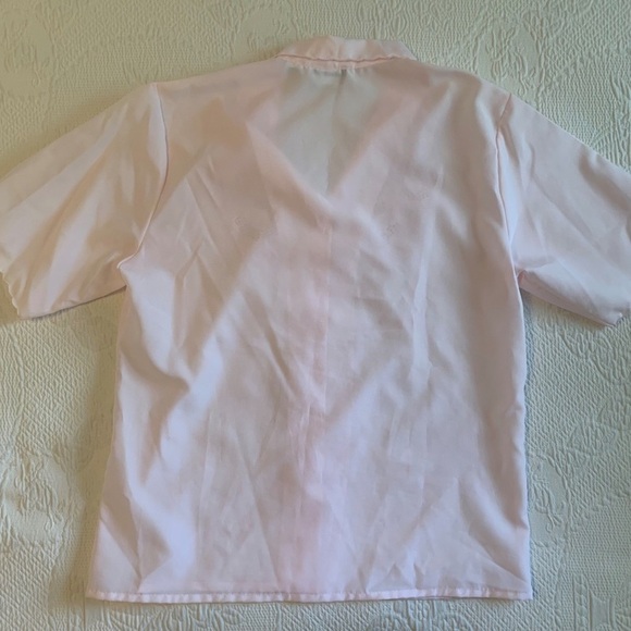 Vintage Quintessentials Ladies Button-Up Pale Pink Lace Floral Cutout Blouse 80s - Picture 3 of 9